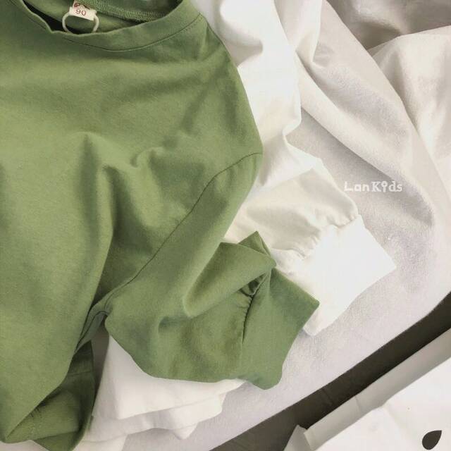 Korean boys and girls neutral solid color long-sleeved loose T-shirt children's hemp cotton comfortable bottoming shirt autumn