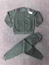 Mens velvet trousers suit to keep warm and cold-proof in winter thickened dark green outdoor zipper sweater trousers cotton coat and cotton trousers