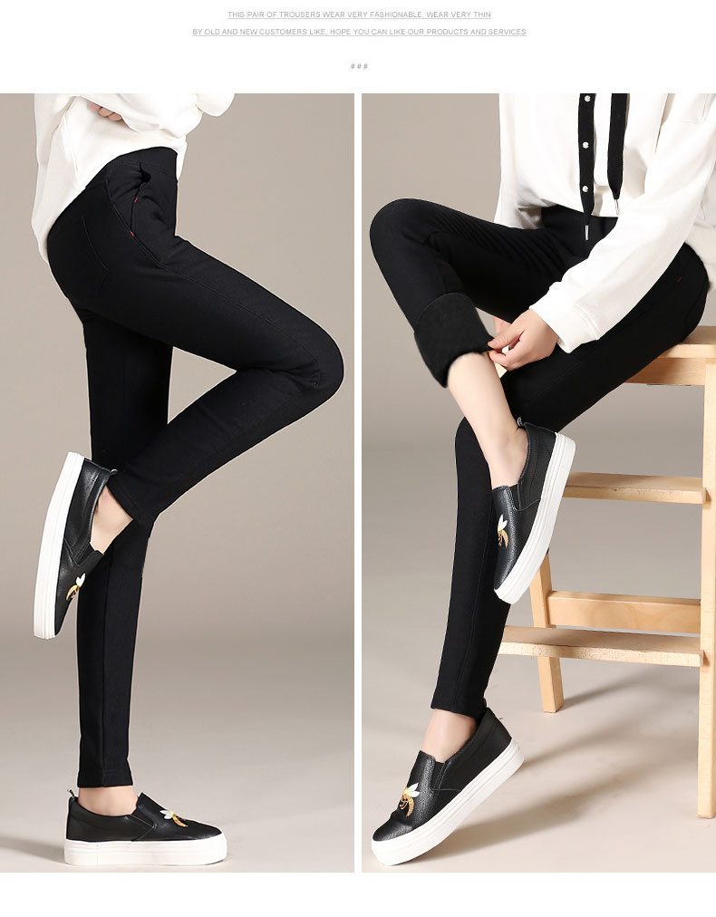 Cộng thêm phân XL quần dày nữ béo mm là eo cao mặc quần legging cộng với quần nhung nhỏ mùa đông nhung đen 200 kg quần lót lông cho nữ
