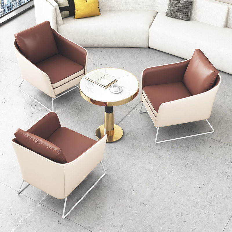 Single Place Sofa Chair Coffee Color Negotiation Office Chair Brief Modern Leaning Back Chair Reception room Guest Office Sofa