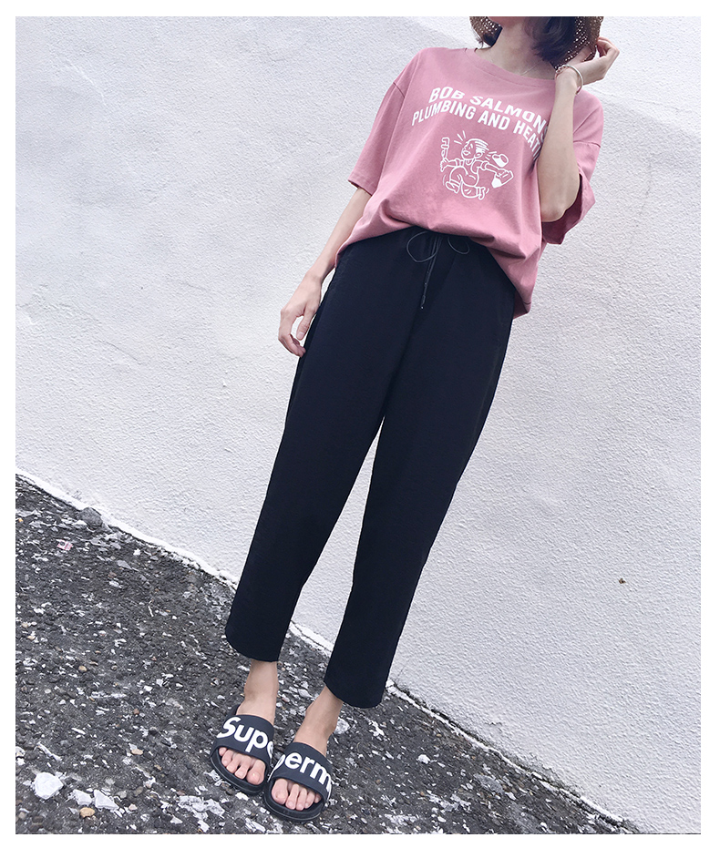 Mùa hè phần mỏng Phiên bản Hàn Quốc của quần vải cotton và vải lanh rộng rãi của phụ nữ thường có chín điểm thun co giãn Quần vải lanh mỏng cà rốt hoang dã - Quần Harem quần bò nữ đẹp