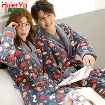 Lovers Sleeping Robes Womens Winter Thickening Lengthened Bathing Suit Bath Robes Cartoon Cute Coral Suede Flannel Warm Home Clothing