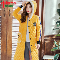 Winter Lions Sleeping Burqa Womens Winter Coral Suede Thickening Lengthened WARM CLIP COTTON SWEET AND BEAUTIFUL FLANNEL BATHROBE MAY BE EXTERNALLY WORN