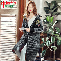 Sleeping Robe Woman Winter Coral Suede Thickening Lengthened WARM TRIPLE FLANNEL VELVET EXTERNAL WEAR COTTON PADDED JACKET HOME CONSERVED BATHROBE