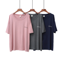Loose thin pajamas top single female plus fat increase modal summer plus size short sleeve home clothing fat mm