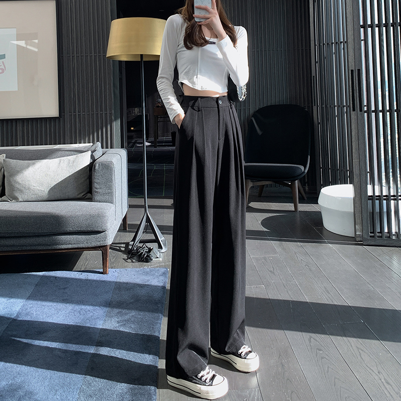 Suit wide-leg pants women's spring 2022 new high-waisted drape loose and thin casual straight-leg mopping pants