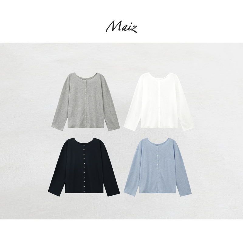 Zheng Maimai Sea Mist Morning Spring/Summer New Casual Versatile Commuting Simple Unique Beautiful Button-Down Knitted Cardigan