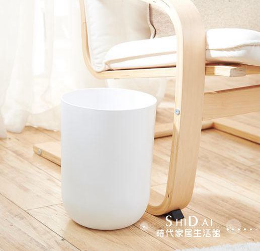 Export Thickened Simple Matte Frosted Trash Can Creative Lidless Sanitary Bin Japanese Style Solid Color Large Press Ring