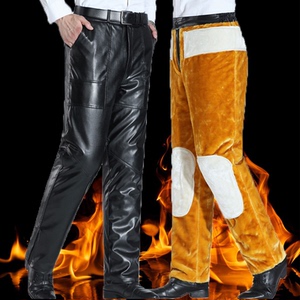 皮裤男加绒加厚中老年防风保暖宽松高腰骑行