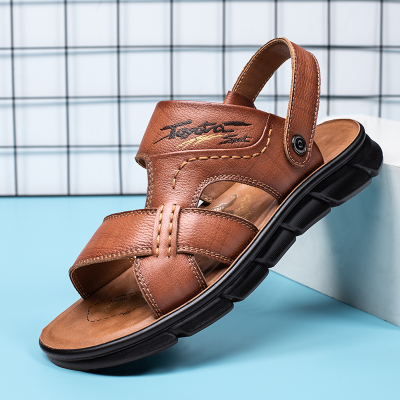 男士凉鞋2021新款夏季软皮凉鞋男真皮休闲男鞋软底拖鞋两用沙滩鞋