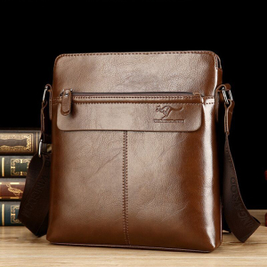 袋鼠男士单肩包斜挎包软牛皮斜跨背包男