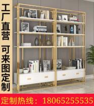  American shelf Office partition display rack Floor-to-ceiling multi-layer bookshelf Living room solid wood wrought iron storage rack for sale