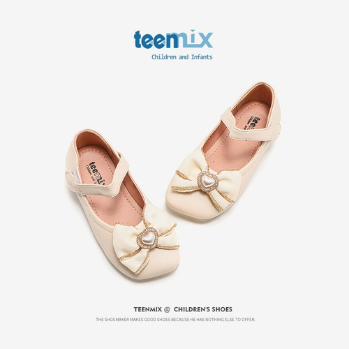 Демисезонная детская обувь для принцессы для кожаной обуви, модель весна/осень 2024 года, тренд сезона, мягкая подошва