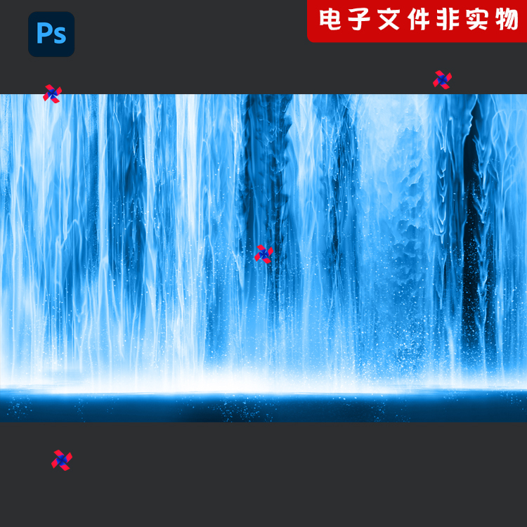 Blue Waterfall, Flowing Water Brings Wealth, Abundant Fortune, New Chinese Style Waterfall, Blue Landscape, New Chinese Style Decorative Painting Template