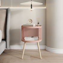 European-style bedside table storage cabinet simple modern bedroom net red light luxury double-layer ins wind iron creative shelf