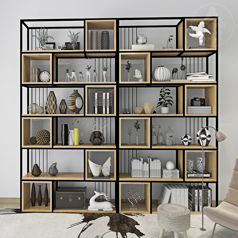 Nordic partition rack loft living room industrial wind iron screen porch decorative cabinet dining room floor-to-ceiling bookshelf
