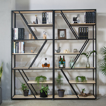 American-style wrought iron loft bookshelf industrial style porch display rack custom-made simple floor-to-ceiling screen partition rack
