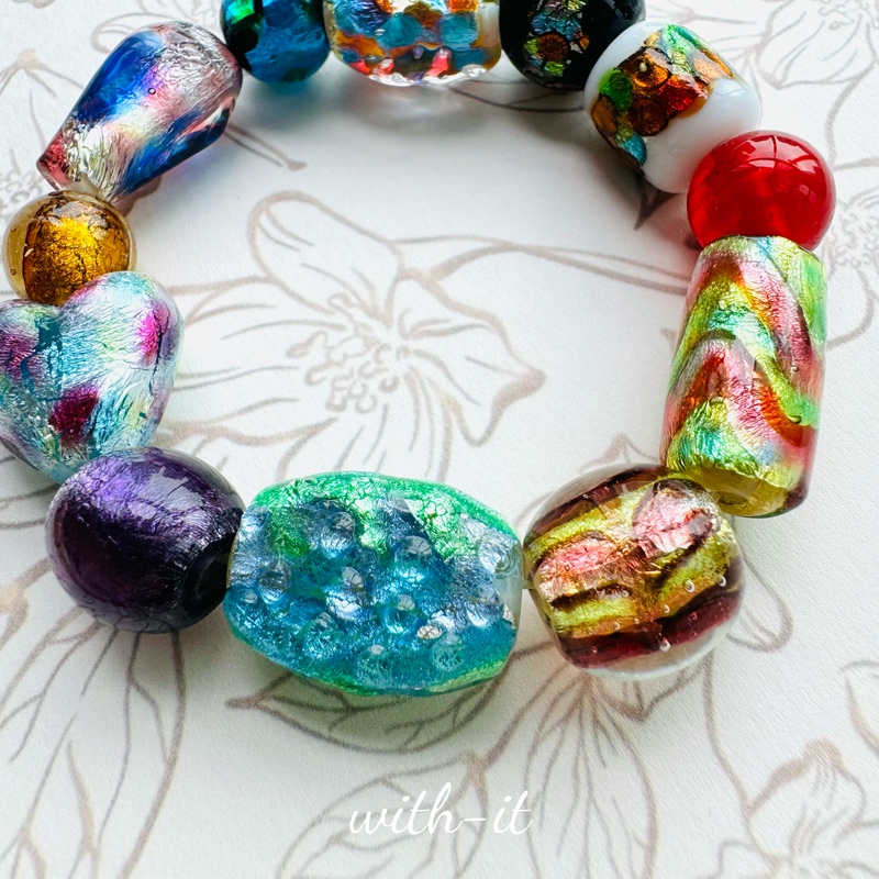 With It Colorful Glass Beads Italian-Style Jewelry Beaded Stackable Fortune Beads Round Bead Bracelet
