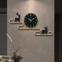 Nordic wall clock living room home fashion horizontal deer head wall watch mute net red decoration luxury clock creativity