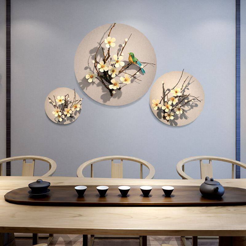 Creative living room three-dimensional round wall decoration Wall hanging home background wall wall decoration plant floral pendant