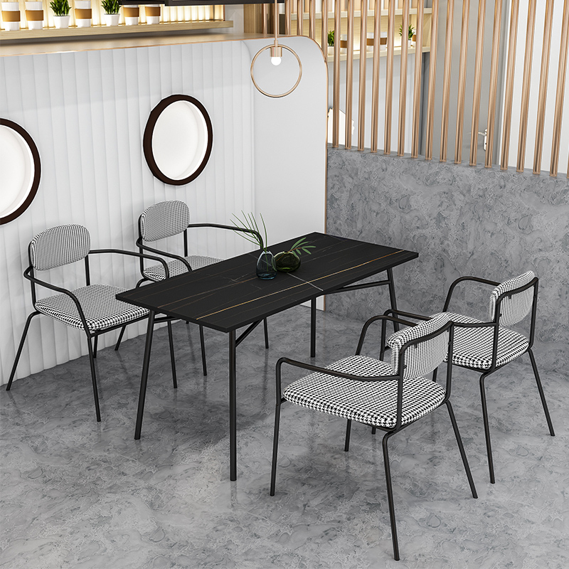 Nordic Net Red Milk Tea Shop Table and Chair Combination Cafe Dessert Clothing Store Simple Negotiation Reception Small Round Table Slate