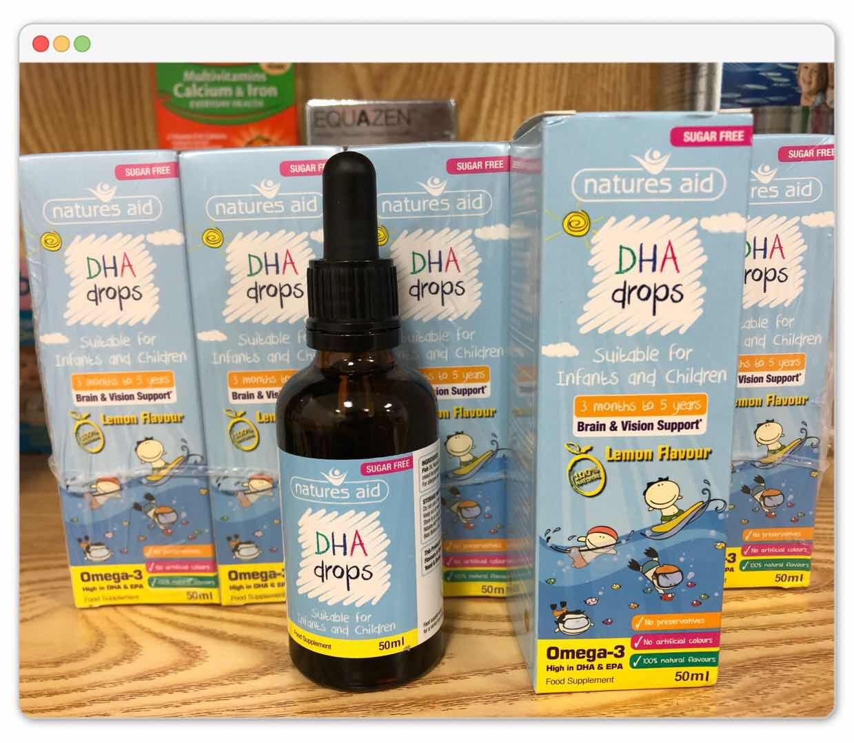 British Natures Aid DHA Drops fish oil drops 50ml March-5 years old lemon-flavored smart vision
