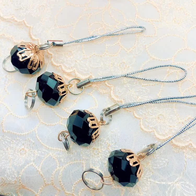 DIY accessories pendant pendant chain crystal flat bead pendant with gold torus black