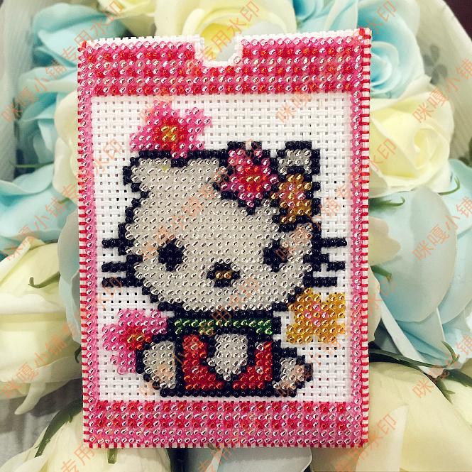 Cross stitch pearl embroidered printed bus card bank card bank card bag bead embroidered string bead KT-004KT bloom