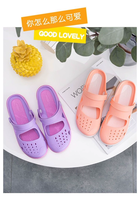 Dép cao su Việt Nam dành cho nữ đế phẳng Crocs khử mùi du lịch đi biển đế mềm giày cao su mềm chống trượt chân không mài mòn phong cách Hàn Quốc