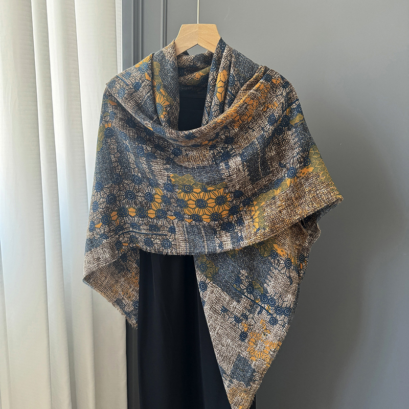 Elegant Large Square Scarf for Women 130X130Cm, Bohemian Style, Versatile Scarf, Neckerchief, Vacation Shawl, Outerwear