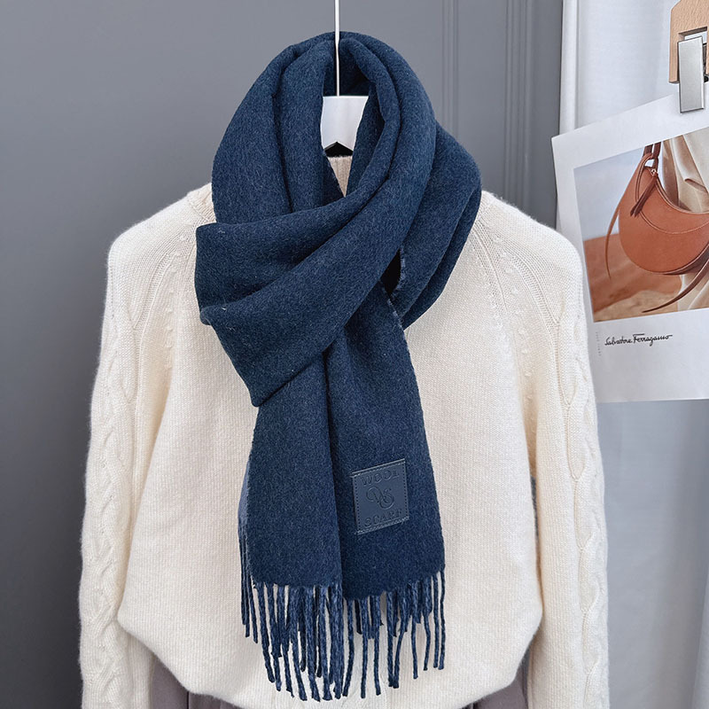 Autumn and Winter Classic Versatile Wool Blend Tassel Scarf, Couple Style, Multiple Colors Available, Warm Neck Warmer, Unisex