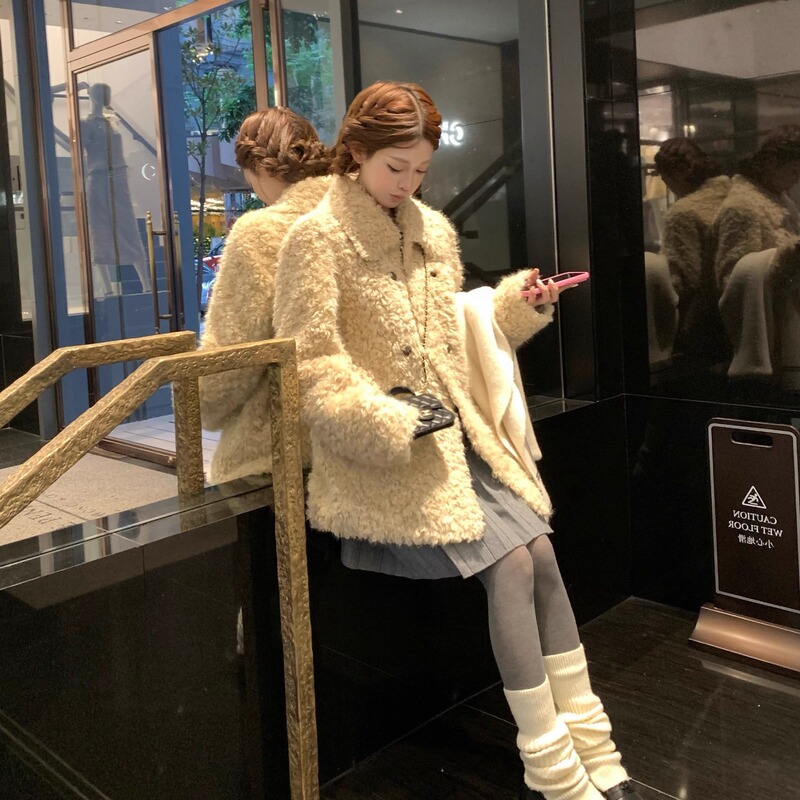 Teddybear! Sheep Fur Integrated Coat for Women, Mid-Length Teddy Bear Fur, High-End Eco-Friendly Fur Teddybear! Sheep Fur Integrated Coat for Women, Mid-Length Teddy Bear Fur, High-End Eco-Friendly Fur