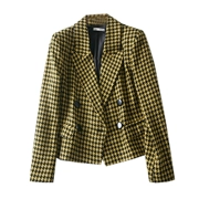 Châu Âu và Hoa Kỳ houndstooth đoạn ngắn blazer giản dị 2018 thu đông mới khoe thời trang áo dài tay nữ tính khí