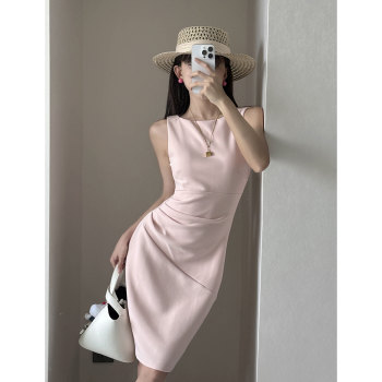 Miancun heartbeat signal 26 new style sleeveless tank top women's pleated hip dress