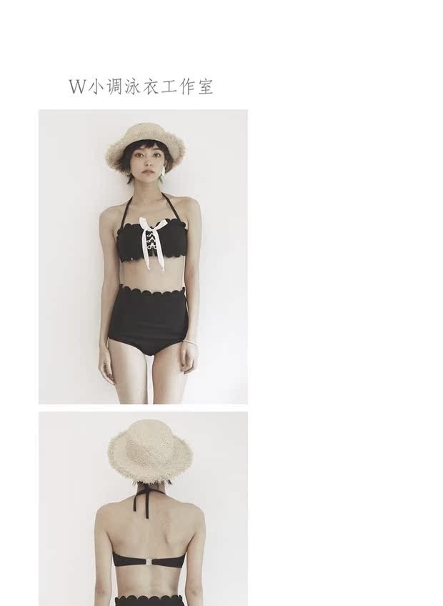 Black Petals - W nhỏ bikini bảo thủ ngực nhỏ thu thập bikini mùa xuân nóng bỏng che bụng áo tắm mỏng - Bikinis bộ đồ bơi dài tay