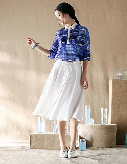 Face-style snow spinning one-piece dress commuter skirt pure color blue Korean version A note skirt half body dress-Taobao