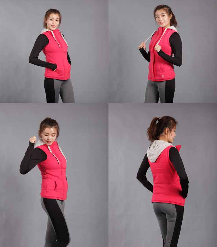 Mùa thu và mùa đông thể thao của phụ nữ thường bông vest ngoài trời ấm chạy vest áo ba màu tùy chọn áo phông thể thao