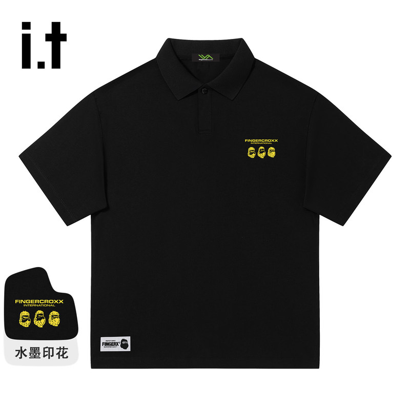 It Fingercroxx Trendy Brand Polo Shirt Men's Summer Loose Fit College Style Casual Short-Sleeve Top It Fingercroxx Trendy Brand Polo Shirt Men's Summer Loose Fit College Style Casual Short-Sleeve Top