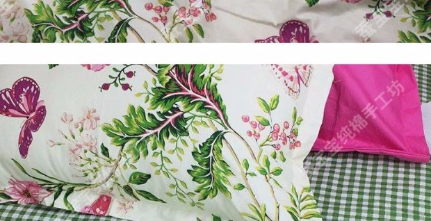 Đề nghị mới chất lượng cao bướm tình yêu bông bông twill xanh kẻ sọc bông cotton thô chăn đơn mảnh ba hoặc bốn bộ