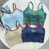 Майка топ, вставки в бюстгальтер, одежда для йоги, противоударное нижнее белье, в американском стиле, красивая спина, с лямками