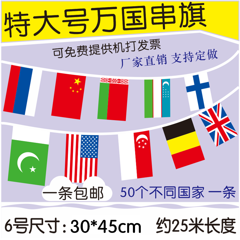 特大号6号30x45cm万国串旗,装饰你的派对和节日氛围!-旗帜-淘宝好物网
