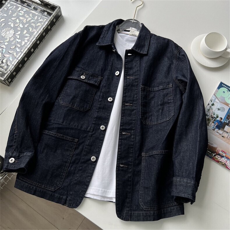 Shangyu Ujia Original Men's Simple Style Artistic Retro Workwear Jacket Denim Jacket Sy438175