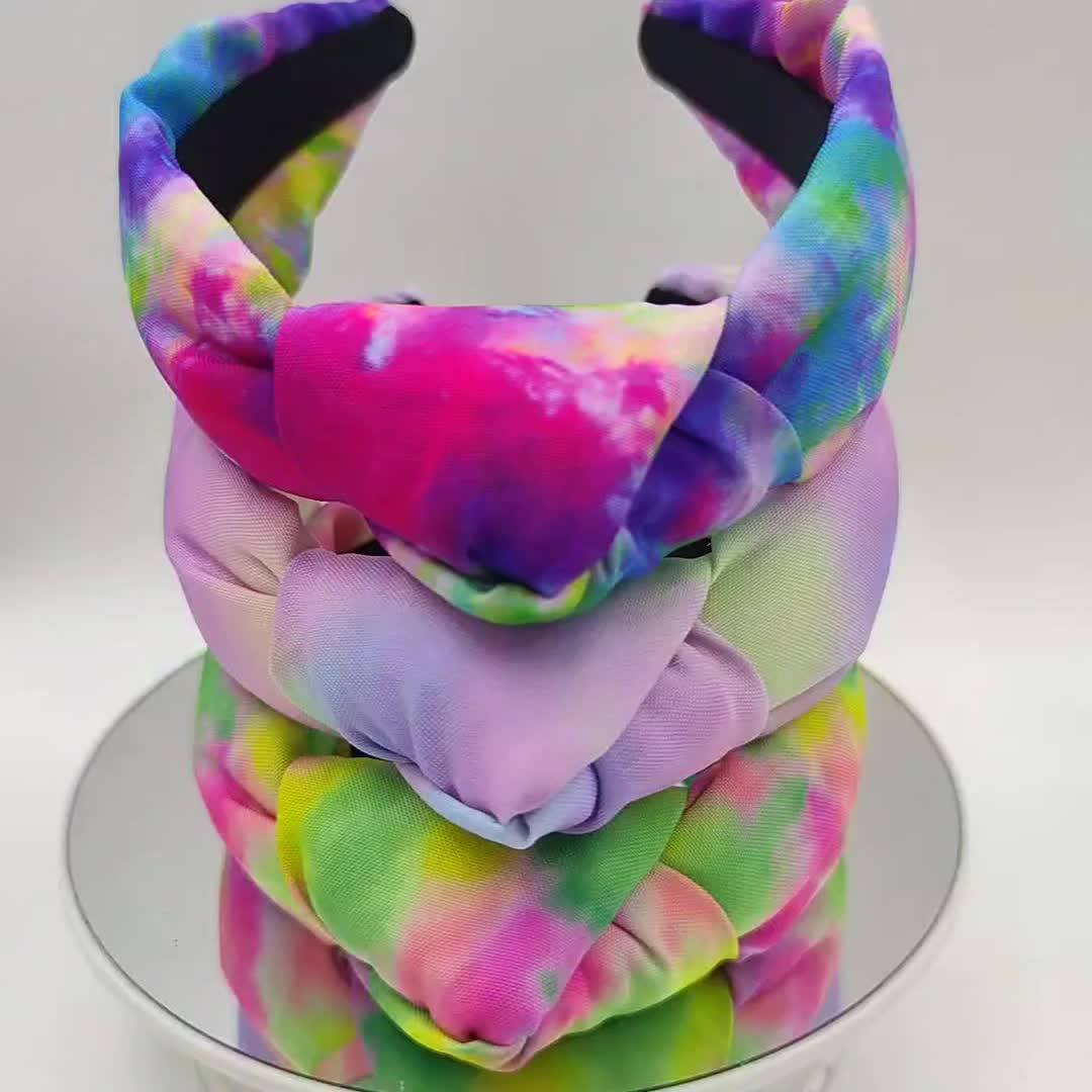 Shenglan Custom Fashion Tie Dye Knot Headbands Blue Knotted Hair Hoops