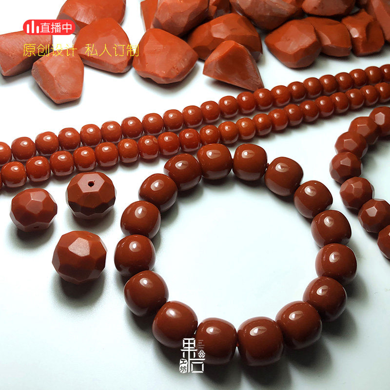 (Fruit Stone Designer) Turquoise Accessories Tile Southwest Red Xinjiang Hetian Jade Old Bead Eight-Edged Bead Bracelet