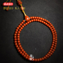 (Fruit stone designer) solid color Wasi persimmon red multi-circle 108 Buddha beading string old round beads barrel beads