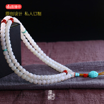 (Guoshi designer) raw mine turquoise South red drum beads beaded beading skewers accessories back Cloud splicing tee
