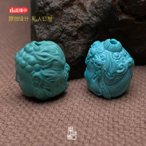 (Produced by fruit stone) between the two-sided full-length round carving natural raw ore without optimization turquoise accessories