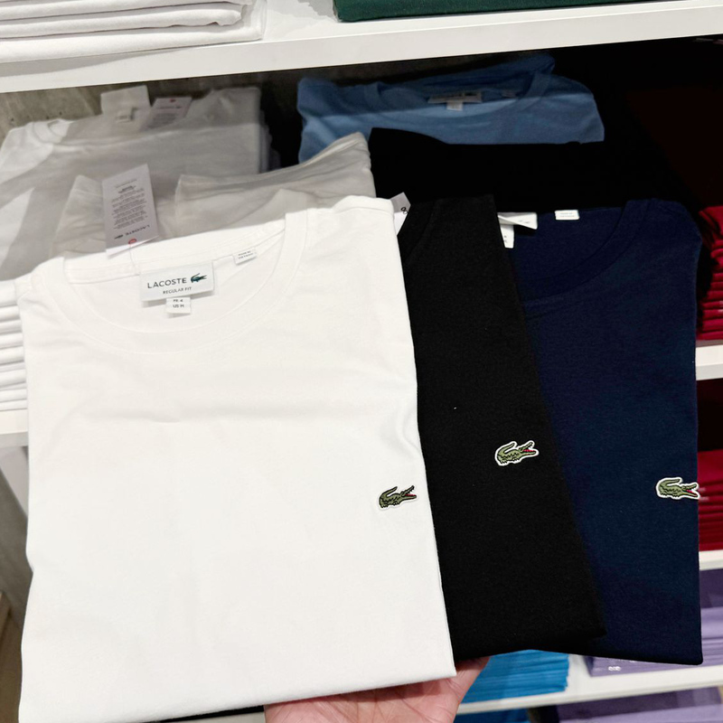 Lacoste French Crocodile American Men's Pure Cotton Solid Color Embroidered Logo Chest Patch Crew Neck Short Sleeve T-Shirt