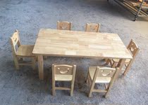 Kindergarten solid wood tables and chairs rubber wood tables Pinus sylvestris fir tables children wooden furniture students desks and chairs