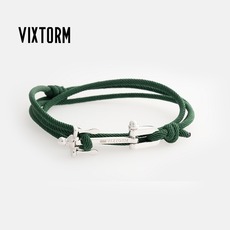 925 Silver Anchor Bracelet Somme Lost Vixtorm Original Design Nylon Nautical Style Bracelet Pure Silver